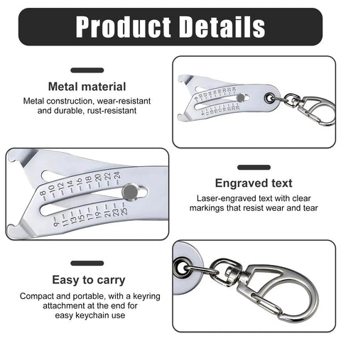 5 Piece Bolt Size Finder Tool Set With Mini Vernier Calipers And Small Ruler, Portable Nut And Bolt Thread Checker with metal construction