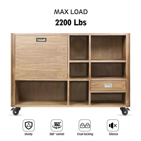 Wooden furniture on 2 inch heavy duty caster wheels set of 4 with locking swivel plate and 2200lbs capacity