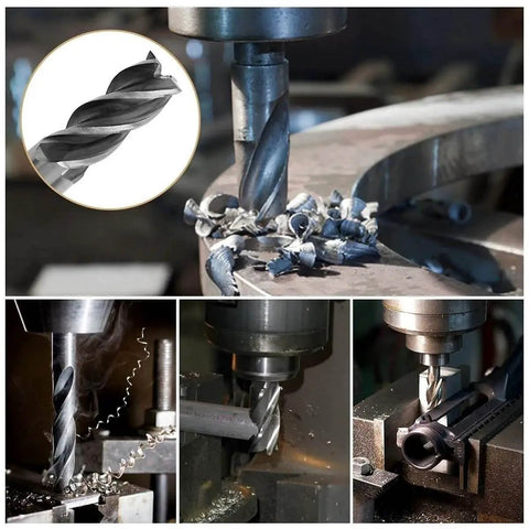 One Eighth Inch Four Flute Straight End Mill Set For CNC Machines With One Quarter Inch Shank Dope Tool Kit For Wood Nylon Aluminum Steel Milling High Precision Bits For Clean Cuts And Fast Material Removal By Yosoo visible in use on metal milling machine cutting shavings