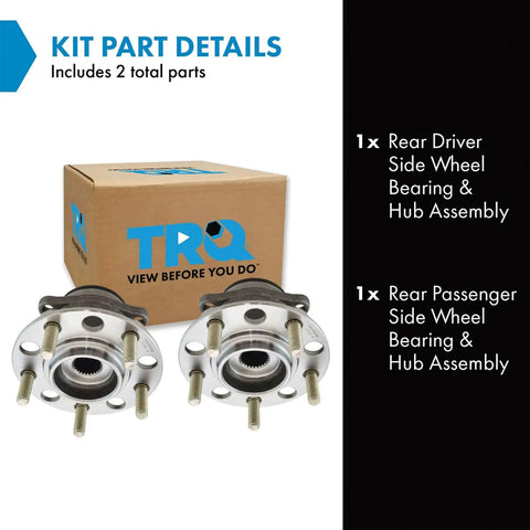 Rear Wheel Bearing And Hub Assembly Set For 2007 2013 Mitsubishi Outlander AWD And 2012 2015 Lancer SE Plus 2016 2017 Lancer AWD Two Piece Replacement Kit Driver And Passenger Sides with packaging and assembly details