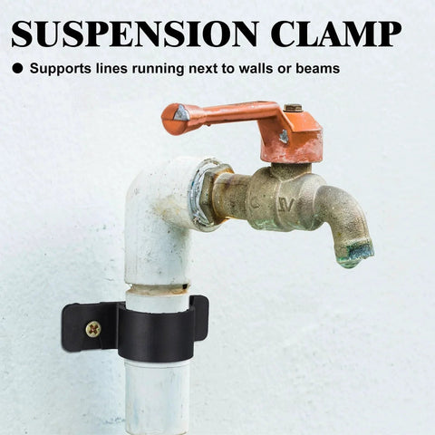 50 Pack Half Inch Pipe Supports Clamp Set With Screws For PEX Copper And CPVC Tubing Suspension Mounts Must Have Great For Organizing Messy Pipes In Home Plumbing Projects Durable Construction For Long Lasting Use And Easy Installation shown securing pipe to wall