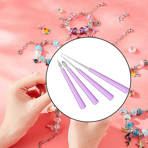 Diamond Tipped Bead Reamer Set For Jewelry Making 4 Piece Bead Hole Enlarger And Burr Remover Kit for bead crafting.