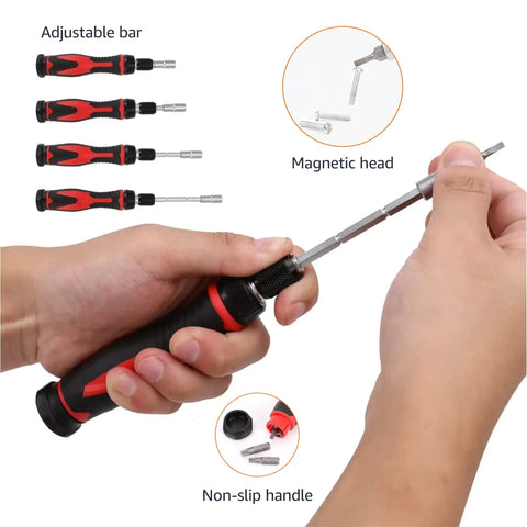 Magnetic Ratcheting Wrench And Electronics Precision Screwdriver Tool Set For Household Repairs, 73-Piece with adjustable bar