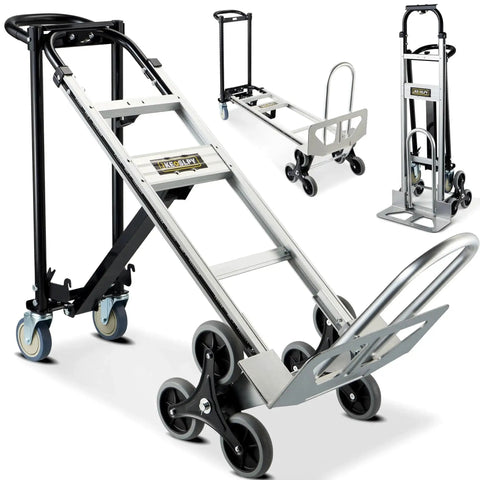 3 In 1 Industrial Convertible Hand Truck Dolly Cart With 1000 Lbs Capacity, Heavy Duty Stair Climbing Dolly, Aluminum Collapsible