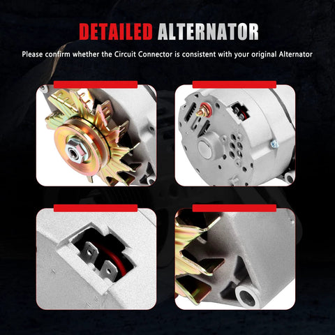 Detailed view of Alternator For Chevy One Wire 12V 105 Amp Self Exciting 10SI Replacement Fits SBC BBC GM, connector close-up