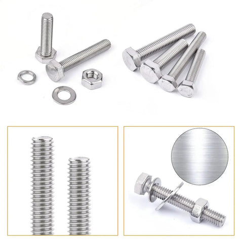 Heavy Duty Stainless Steel Bolts Kit With 304 Stainless M6 M8 M10 Hex Bolts Nuts Washers And Screws, 9 Common Sizes, 190 Pieces