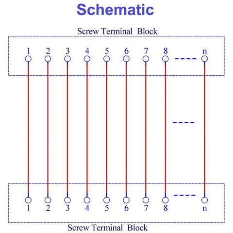 Schematic diagram of Beefy Heavy Duty Screw Mount Terminal Block Distribution Module, 30 Position, 24A Per Channel At 400V, 5.0mm Pitch.