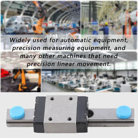 Miniature Linear Rail 7mm Wide Slide Block For 3D Printer And CNC Machines in factory setting, bearing steel, compact design.