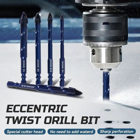 Upgraded Serrated Masonry Drill Bit Set For Concrete Tile Brick Glass Ceramic Plastic And Wood Five Sizes On Drill