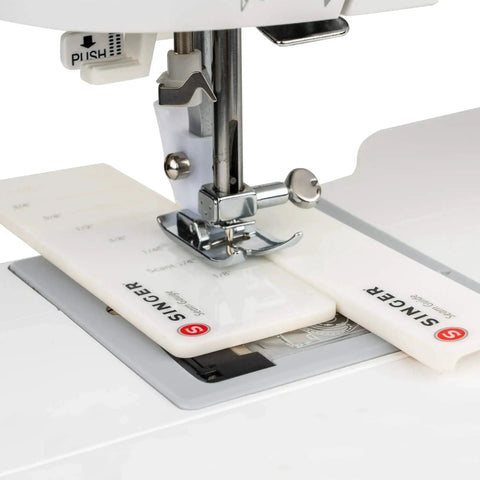 Sewing machine with Stitch Gauge And Guide For Sewing Enthusiasts, Seam Measuring Tool For Machine Sewing, Pre Drilled Holes For One Eighth To One Inch Seam Allowances, Reusable Adhesive Guide For Precise Hems And Seams.