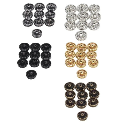 100 Pack 5mm Mini Metal Snap Buttons Fasteners In Five Colors Anti Rust Lightweight And Durable for sewing projects laid out in rows