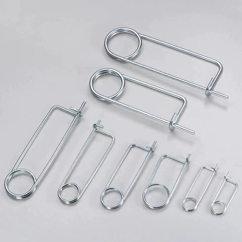 8 Pack Brooch Shape Cotter Pins With Quick Lock Fasteners 2x45mm Spring Steel Pins for garden lawn farm hooks shown