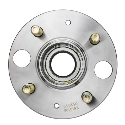 Front view of Two Piece Rear Wheel Bearing And Hubs Assembly With ABS Ring And 4 Lug For Honda Civic 1992 1995 1999 2000 Civic Del Sol 1995 1997 Acura Integra 1990 2001 4 Wheel ABS