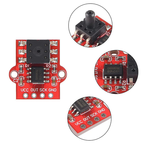 ALMOCN 6pcs 3.3-5V digital barometric air pressure sensor module breakout board, red PCB with VCC OUT SCK GND pins