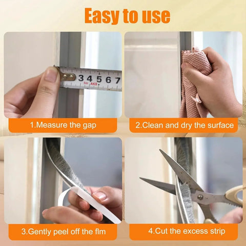 Weather Stripping For Doors And Windows Self Adhesive Door Seal 39.4 Ft Long 0.35 Inch Thick Brush Insulation application steps