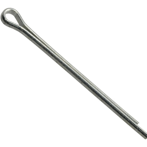 Side view of a 3/32 Inch Diameter 1-1/2 Inch Length Steel Cotter Pin Zinc Plated Spring Steel Lock Pin Beefy Heavy Duty Hardware Fastener