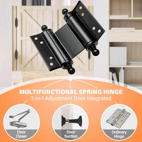 4 Pack 3 Inch Double Action Spring Hinges For Saloon Doors in Stainless Steel Black, close-up view