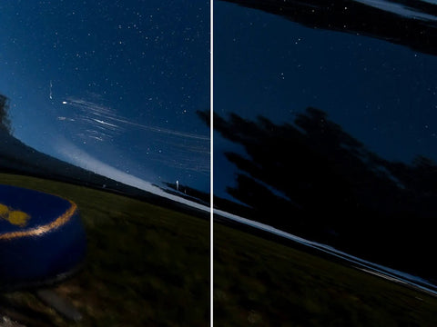 Comparison image showing car scratches on the left and a glossy finish after using Car Scratch Fix That Kicks Out Paint Scratches and Swirls Without Messing Your Clear Coat Meguiars ScratchX 7 Oz Liquid.