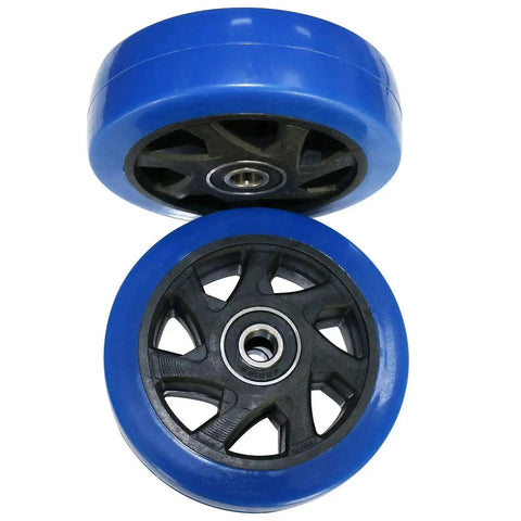 Heavy Duty PU Plate Caster Wheels Set Of 2 For Trolleys And Carts 4 Inch Diameter Blue Durable Replacement Luggage Wheels