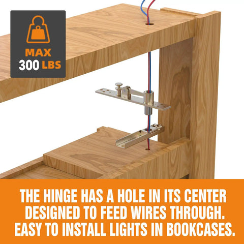 Hidden Bookcase Door Hinges For Concealed Secret Doors With Wire Passing Capability Tread Type Murphy Bookshelf Hinges