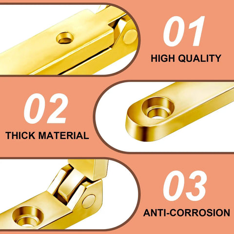 Twelve Pack 90 Degree Hinges For Wooden Boxes And Jewelry Boxes With 48 Screws Gold Finish Zinc Alloy Small Box Hinge
