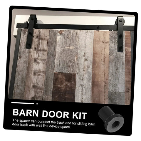 4 Pack Barn Door Track Spacers For Sliding Doors Heavy Duty Iron Connector Assemblies Wall Support Track Replacement Hardware Durable Anti Corrosion Spacer Kit For Easy Setups showing installation view.