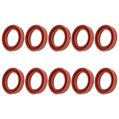 10 Pieces Silicone O Rings For Coffee Makers And Espresso Machines Seals Replacement Gaskets For Coffee Equipment, shown in red, front view.