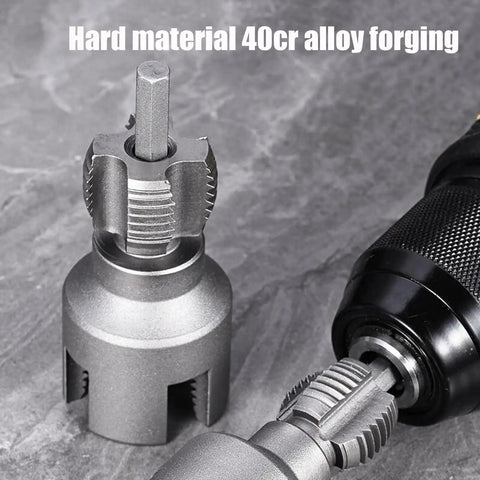 2 In 1 Internal And External Pipe Threading Tool For One Half And Three Quarter Inch PVC Pipe, electric drill compatible