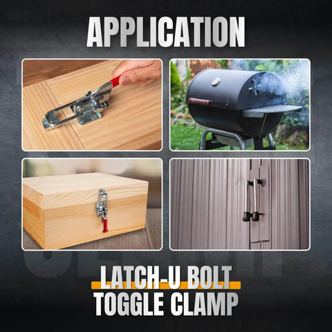 2 Pack Heavy Duty Toggle Clamps With 2000 Lb Holding Capacity Self Lock U Bolt Adjustable Latch And Anti Slip Hand Grips in use.