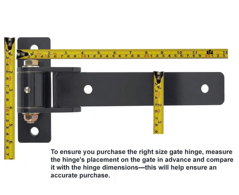 Heavy Duty Gate Hinges 13 Inch Load Bearing 900 Lbs With Built In Ball Bearings, showing bolt-on design and measuring tape for scale.