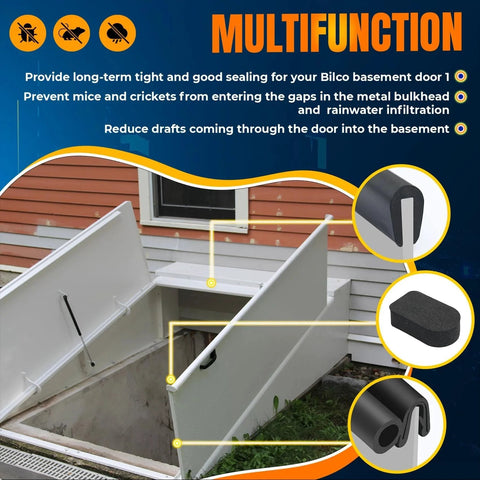 Installed Basement Door Weatherstrip Kit For Bilco And Gordon Doors With Four Cap Seal Pads One Bulb Trim Gasket And One U Shaped Gasket Includes Five Year Free Replacement Easy Install
