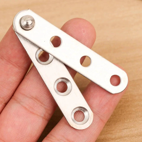 Close-up of stainless steel 360 Degree Door Pivot Hinge Set For Furniture Cabinets, showcasing pivot holes and premium build quality.