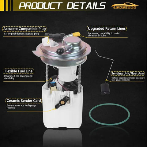 Chevy Tahoe GMC Yukon Cadillac Escalade Fuel Pump Assembly Fits 2000 To 2003 4.8L 5.3L 6.0L OE Replacement E3508M MU1518 MU1615 MU170 FG0324 Durable Fuel Module For Steady Pressure And Quick Cold Starts product details