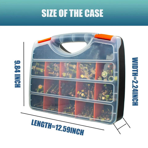 Heavy Duty Metric Bolt And Nut Set 705 Pieces M6 M8 M10 M12 Class 8.8 Hex Bolts And Nuts Zinc Plated Kit case dimensions