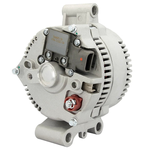 Alternator Replacement For 1994 To 2005 Ford Ranger Explorer Escort Aerostar F150 F250 F350 1996 To 2005 Mazda B Series Mercury Tracer V6 V8 L4 Plug And Play OEM Style High Output Auto Electrical Part. Side view, metal casing, electrical components visible.