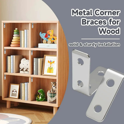 Heavy Duty L Bracket Corner Braces 20 Pack 1.5 Inch Right Angle Mounts used on wood shelf
