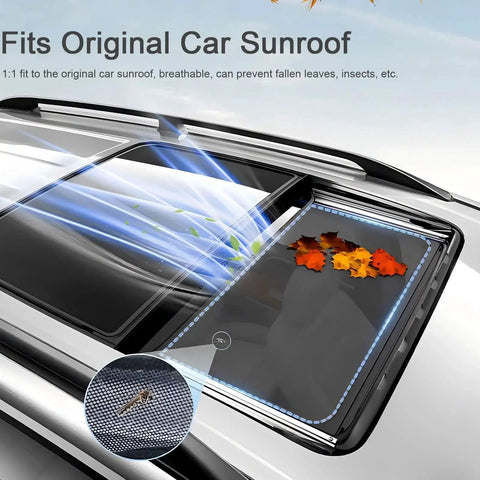 Glass Roof Sunshade For Tiguan 2010 To 2017 One Piece Foldable Shade installed on sunroof with UV protection and visibility