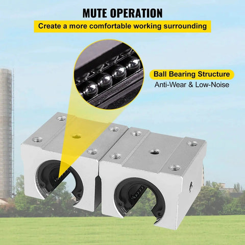 Close-up of ball bearing structure in Heavy Duty Linear Rail Kit SBR20 1200mm with SBR20UU blocks for DIY CNC motion systems.