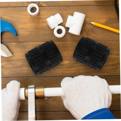 Two Piece Tubing Reamer Tool For Deburring Inner And Outer Chamfering shown with plumbing tools on a wooden surface.
