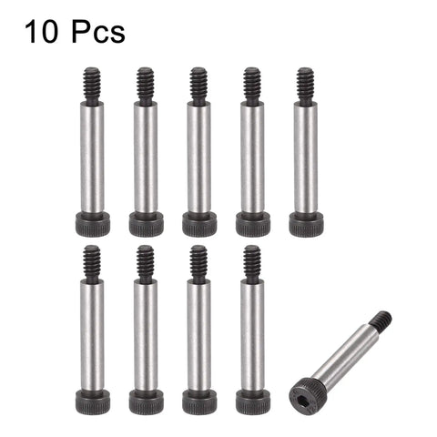 Heavy Duty Alloy Steel Hex Socket Shoulder Bolts Kit, One And A Quarter Inch Shoulder Length, One Quarter Inch Shoulder Diameter, Thread Size Ten Twenty Four, High Strength Wear Resistant Corrosion Resistant, Stripper Bolts For High Torque Tightening, 10