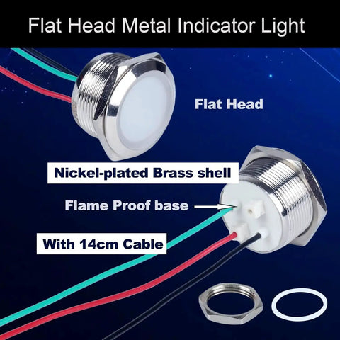 22mm Dual Color Metal LED Indicator Light Waterproof Common Cathode Red And Green With Wires 12V To 24V Power Status