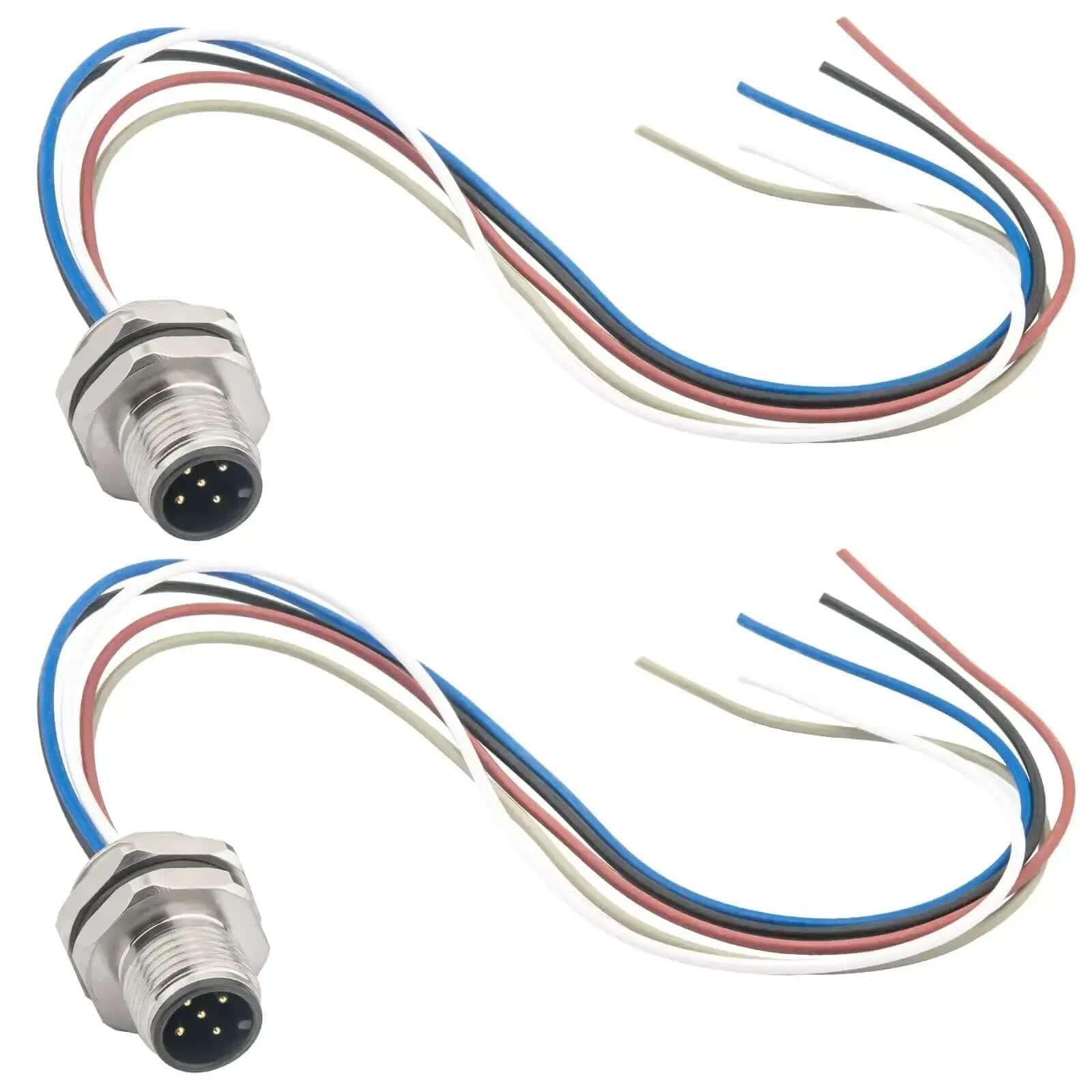 M12 Rugged 5 Pin A Code Male Connector Cable Back Moun...