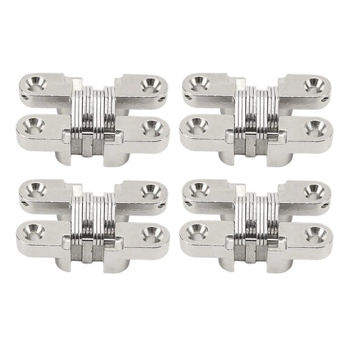 Invisible Hinge Set 4 Pieces Zinc Alloy Cross Hidden Hinge 180 Degree Swing For Doors Cabinets Jewelry Boxes Windows Durable Low Profile Mounting Seamless Look Easy Install