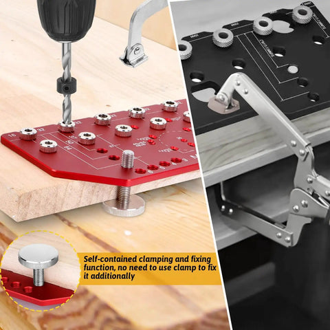 2 In 1 Shelf Pin And Hinge Jig For Cabinets, Aluminum Alloy Drill Template With One Quarter Inch And 5mm Drill Bits