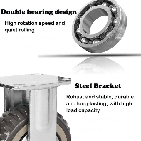 Heavy Duty 6 Inch Caster Wheel Set Of Four For Cart Workbench And Furniture With 360 Degree Swivel And Ball Bearing 1653 Lbs Total Capacity Two Locking And Two Non Locking Anti Skid Casters By Uyoyous featuring double bearing and steel bracket