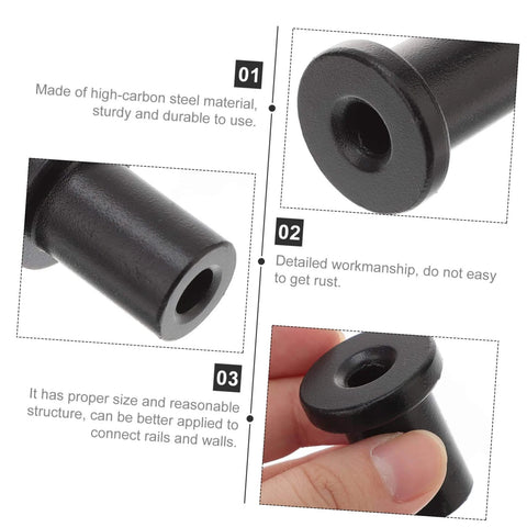 Set Of 5 Barn Door Spacer Hardware Track Connectors For Sliding Barn Doors Durable Wall Mount Spacers, close-up view showing black steel material.