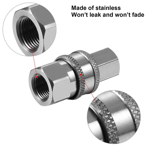 Hotop 4-set stainless steel 3/8 in NPT quick-connect adapters, male and female fittings for pressure washers