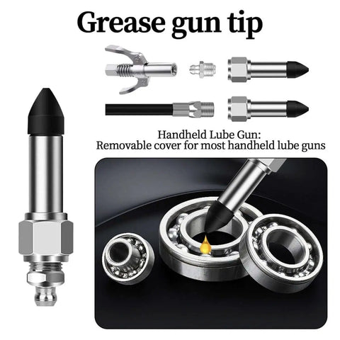 Grease Gun Needle Tip Kit 7 Pc With 5 Needle Tips, Rubber Adapter And Dispenser For Tight Spaces, Precision Lubrication