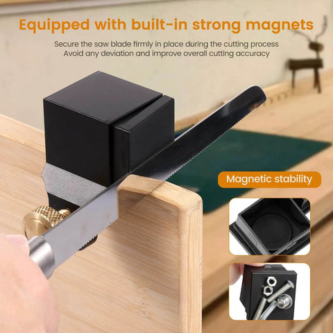 Six Module Dovetail Jig And Saw Guide For Precise Cuts with Magnetic Aluminum Alloy, shown in use with a wood panel.
