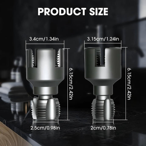 Dual Function Pipe Threading Tool Set For One Half And Three Quarter Inch Pipes With Internal And External Threads Integrated Cutting Electric Drill Compatible PVC Water Pipe Threader Kit Two Piece Set product size view